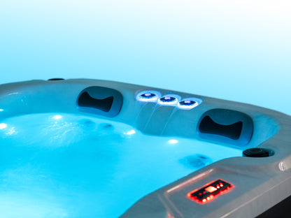 Solace Trio 2-3 Person Hot Tub 13 Amp | Bluetooth Speakers, Ozone Water Care, 26 Jets, Lounger