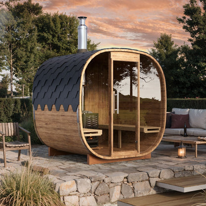 Cube Barrel Sauna 3-4 Person 2m | Customisable Barrel Sauna Wood-Fired or Electric