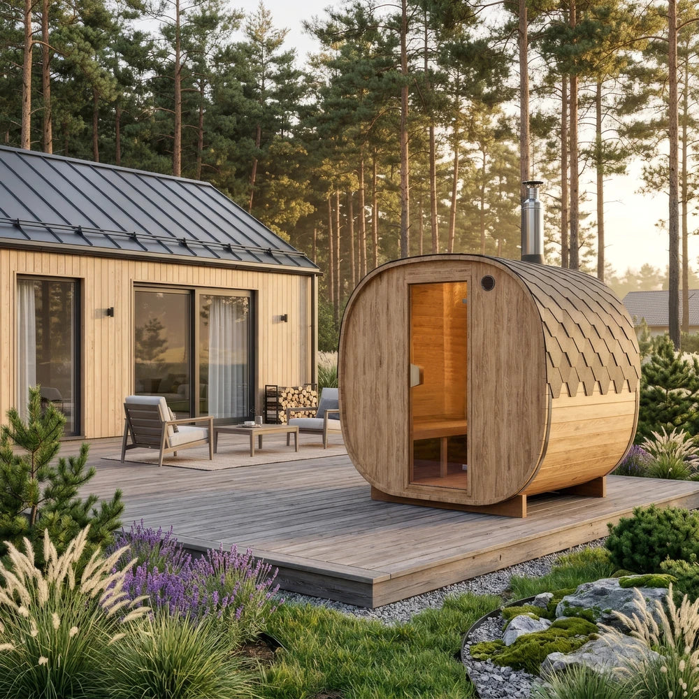 Cube Barrel Sauna 3-4 Person 2m | Customisable Barrel Sauna Wood-Fired or Electric