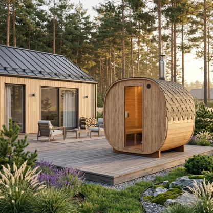 Cube Barrel Sauna 3-4 Person 2m | Customisable Barrel Sauna Wood-Fired or Electric