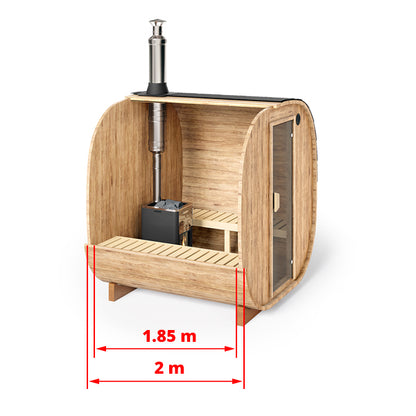 Cube Barrel Sauna 3-4 Person 2m | Customisable Barrel Sauna Wood-Fired or Electric