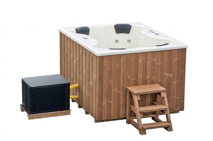 Compact Quattro S Wood-Fired Hot Tub 3-4 Person | Customisable Compact Fibreglass Square Spa