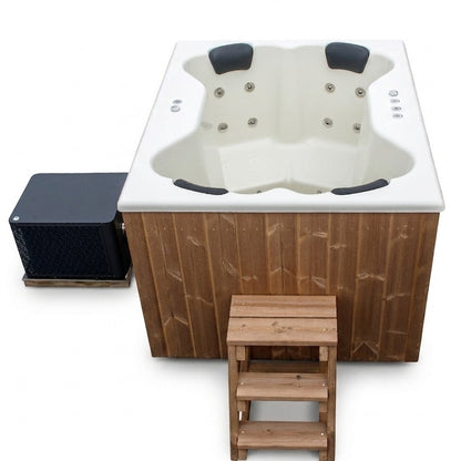 Compact Quattro S Wood-Fired Hot Tub 3-4 Person | Customisable Compact Fibreglass Square Spa