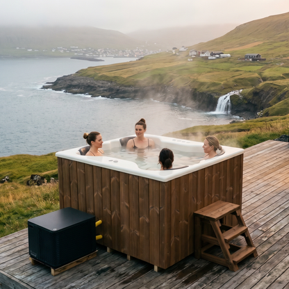 Compact Quattro S Wood-Fired Hot Tub 3-4 Person | Customisable Compact Fibreglass Square Spa