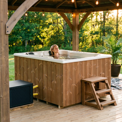 Compact Quattro S Wood-Fired Hot Tub 3-4 Person | Customisable Compact Fibreglass Square Spa