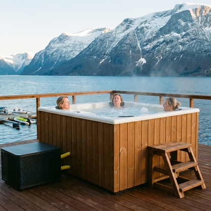 Compact Quattro S Wood-Fired Hot Tub 3-4 Person | Customisable Compact Fibreglass Square Spa