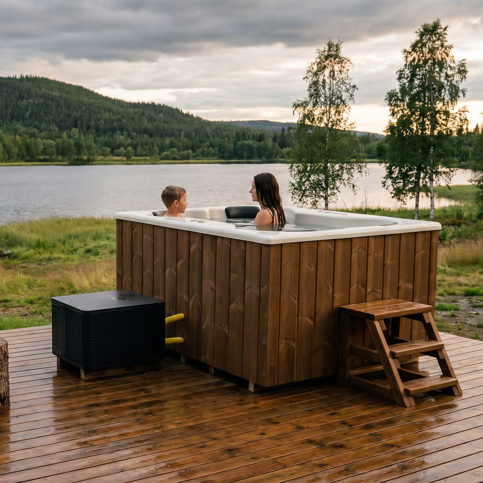 Compact Quattro S Wood-Fired Hot Tub 3-4 Person | Customisable Compact Fibreglass Square Spa