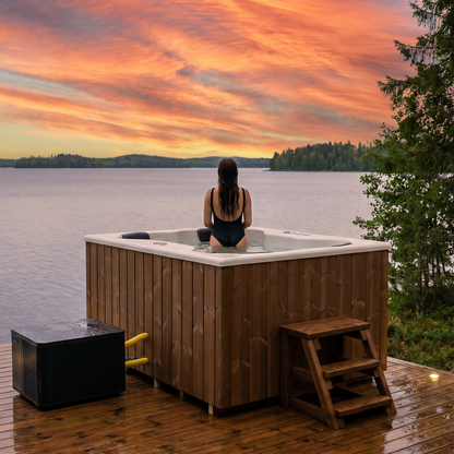 Compact Quattro S Wood-Fired Hot Tub 3-4 Person | Customisable Compact Fibreglass Square Spa