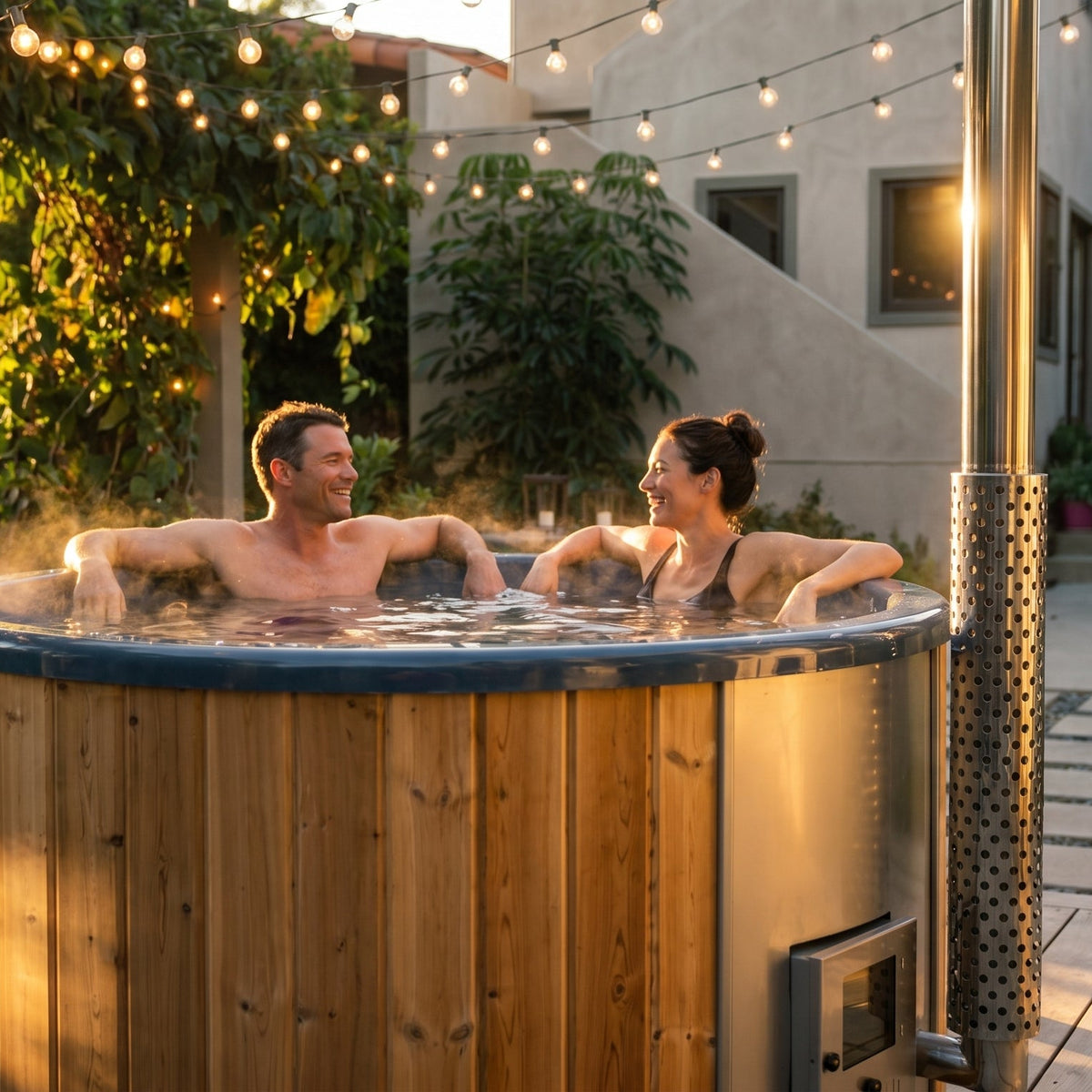 Baltresto Round Integrated Wood-Fired Hot Tub 5-6 Person, view 3