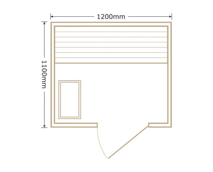 Tidal Wave 1 Traditional 2 Person Indoor Sauna Plug and Play Specifications and sizing