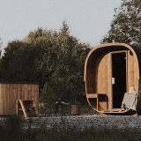Cube Barrel Sauna 3-4 Person With Outside Seats 2.4m | Customisable Garden Sauna