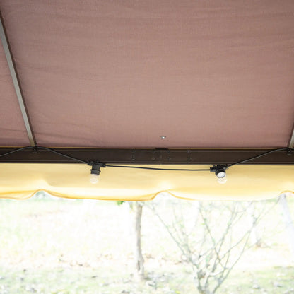 Outsunny 3 x 4m Aluminium Garden Gazebo, Marquee Canopy Shelter Pavilion Party Tent with Nets and Curtains for Garden and Deck, Coffee, Black, Grey