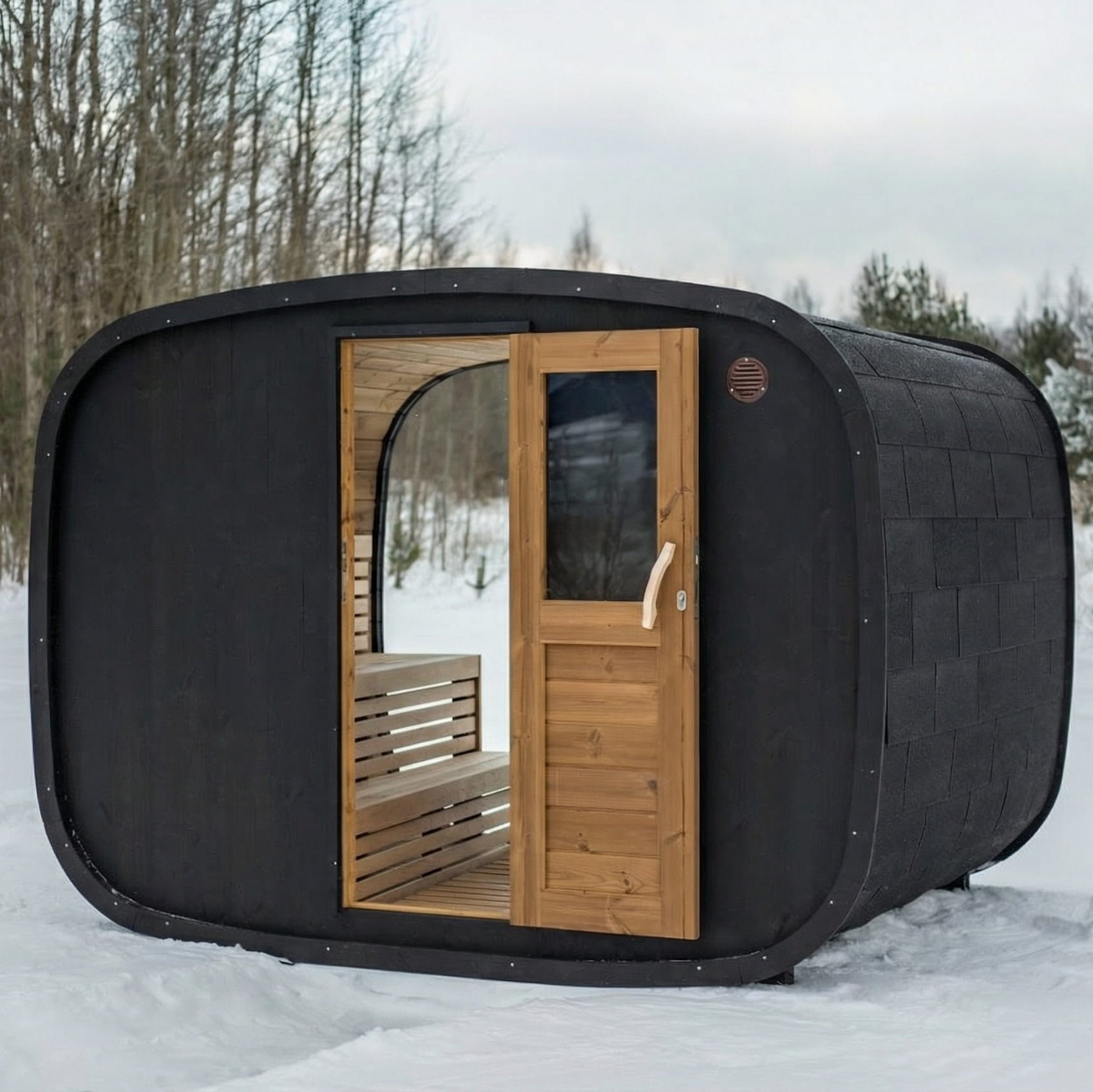 Vision Oval Black Sauna | Wood Fired or Electric Premium Outdoor Sauna