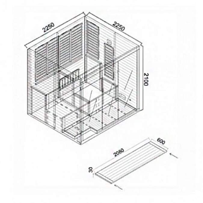 Jaquar Artize Bio Stove and Infrared Sauna Dimensions