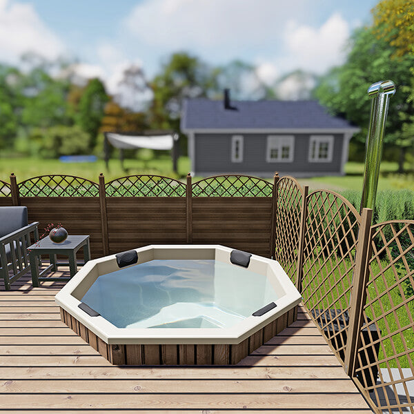 Octa Hot Tub Fibreglass Liner | Built in, Decking Hot Tub 6 Person | Wood Fired Heating, Stove