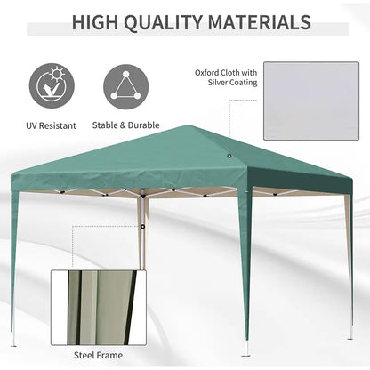 Outsunny 3 x 3M Garden Pop Up Gazebo Height Adjustable Marquee Party Tent Wedding Canopy with Carrying Bag