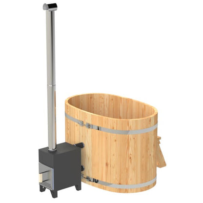 Baltresto 2 Person Wooden Hot Tub with Exterior Heater | Wood Fired or Electric Heater