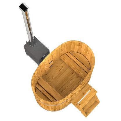 Baltresto 2 Person Wooden Hot Tub with Exterior Heater | Wood Fired or Electric Heater