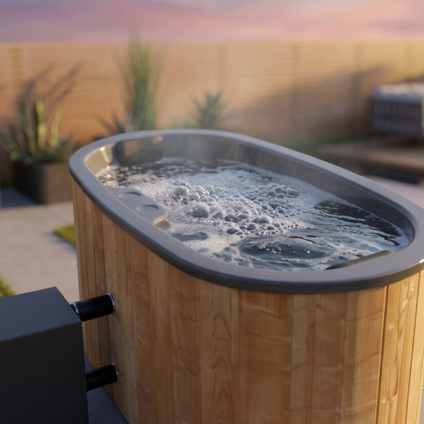 Compact Oval 2-Person Wood-Fired Hot Tub | Customisable Compact Fibreglass Spa