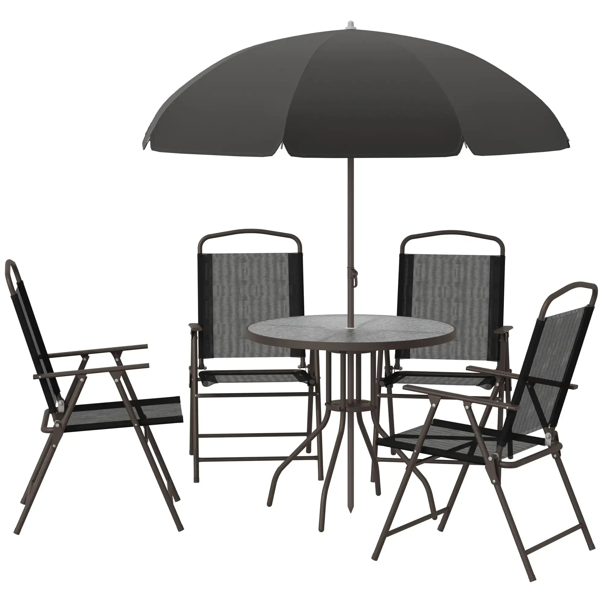 Outsunny 6-Piece Garden Dining Set with Umbrella