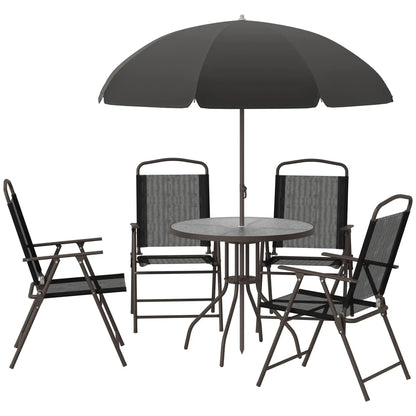 Outsunny 6-Piece Garden Dining Set with Umbrella