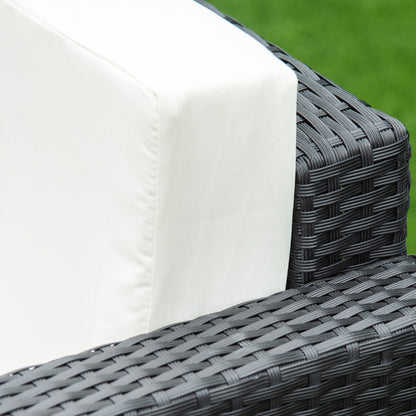 Outsunny 4-Seater Rattan Sofa Set Garden Rattan Furniture Wicker Steel Chair Seat Furniture, Black