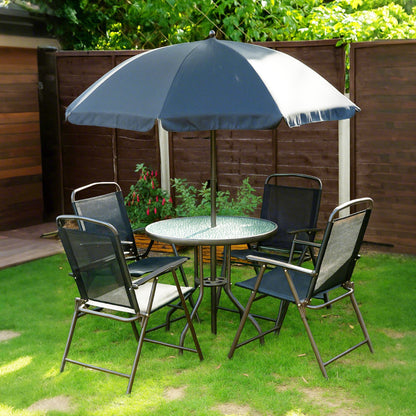 Outsunny 6-Piece Garden Dining Set with Umbrella