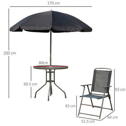 Outsunny 6-Piece Garden Dining Set with Umbrella