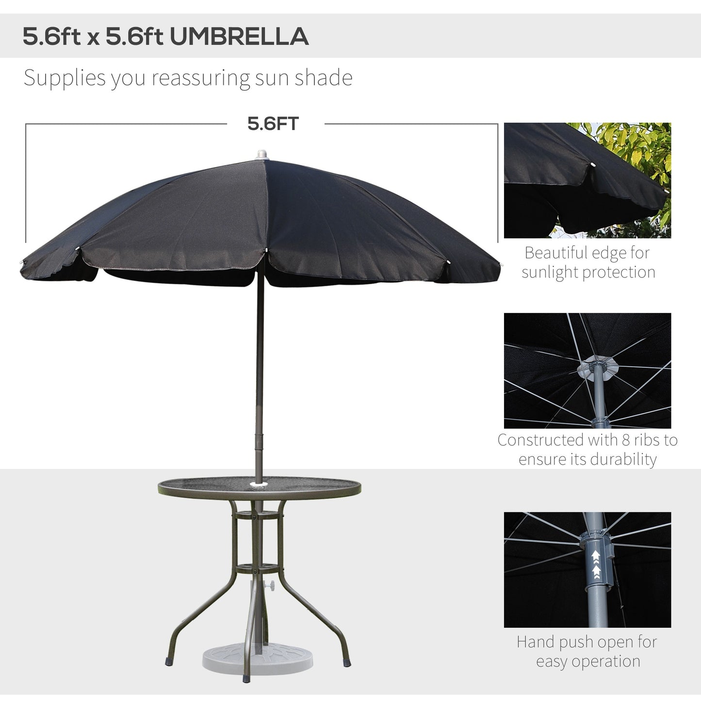 Outsunny 6-Piece Garden Dining Set with Umbrella
