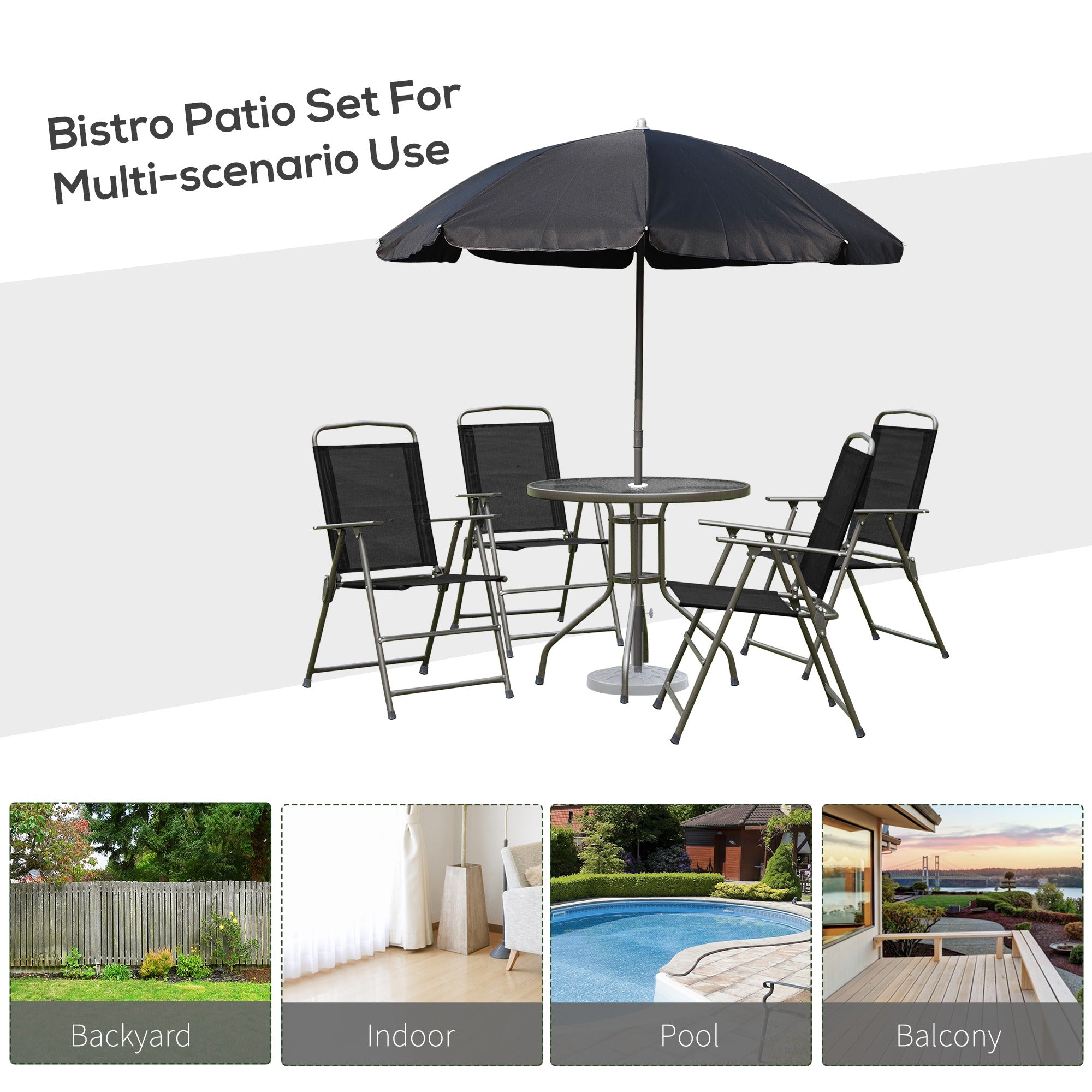 Outsunny 6-Piece Garden Dining Set with Umbrella