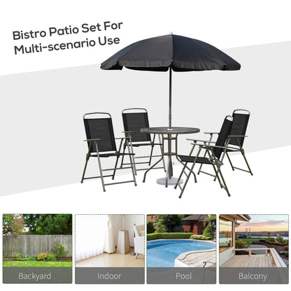 Outsunny 6-Piece Garden Dining Set with Umbrella