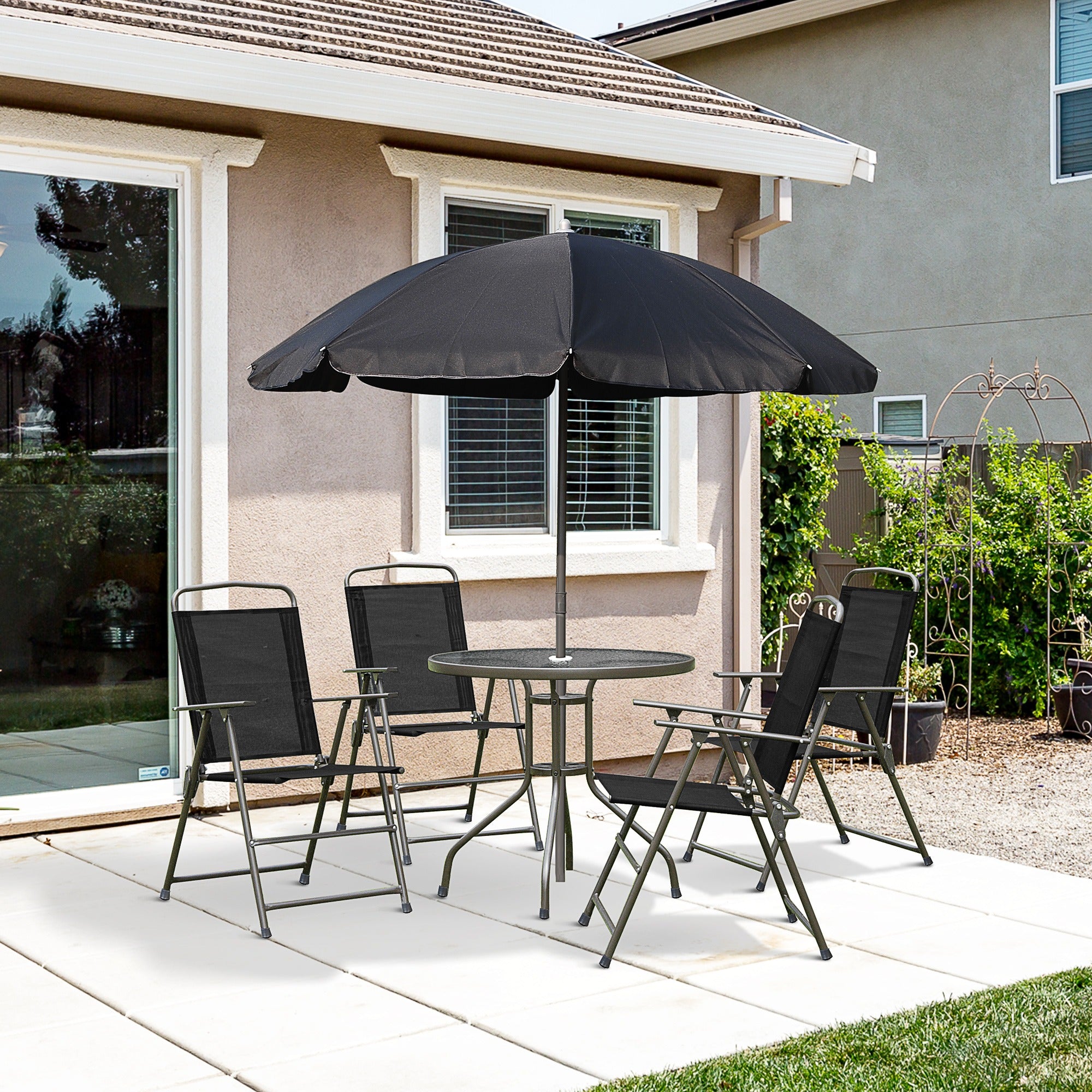 Outsunny 6-Piece Garden Dining Set with Umbrella