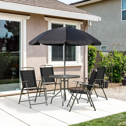 Outsunny 6-Piece Garden Dining Set with Umbrella