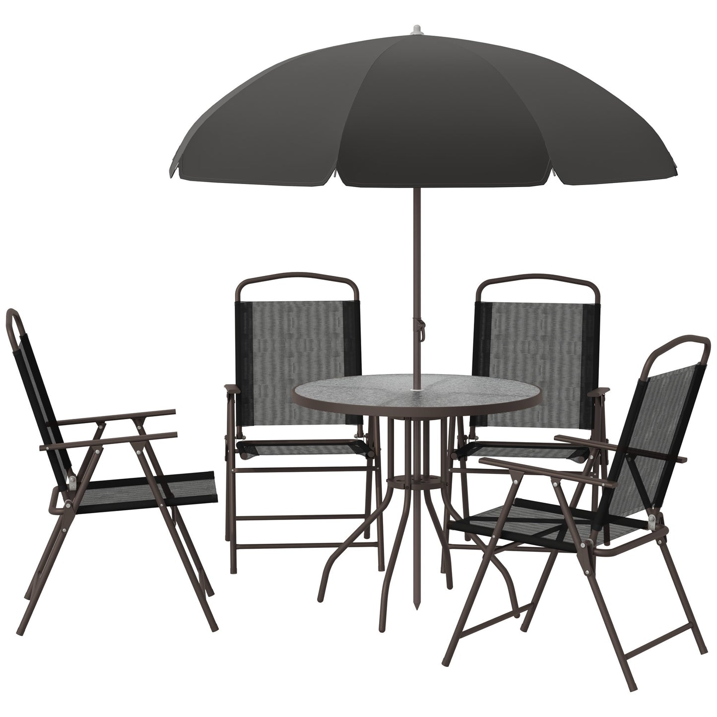 Outsunny 6-Piece Garden Dining Set with Umbrella