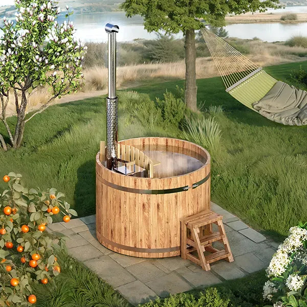 Circular Wooden Inside Stove Hot Tub 3 - 10 Person | Inside Wood fired Heater | Size Customisable