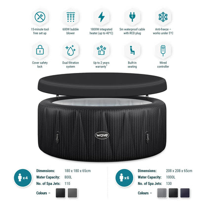 Atlantic 4-6 Person Inflatable Hot Tub with Integrated Heater Plug and Play