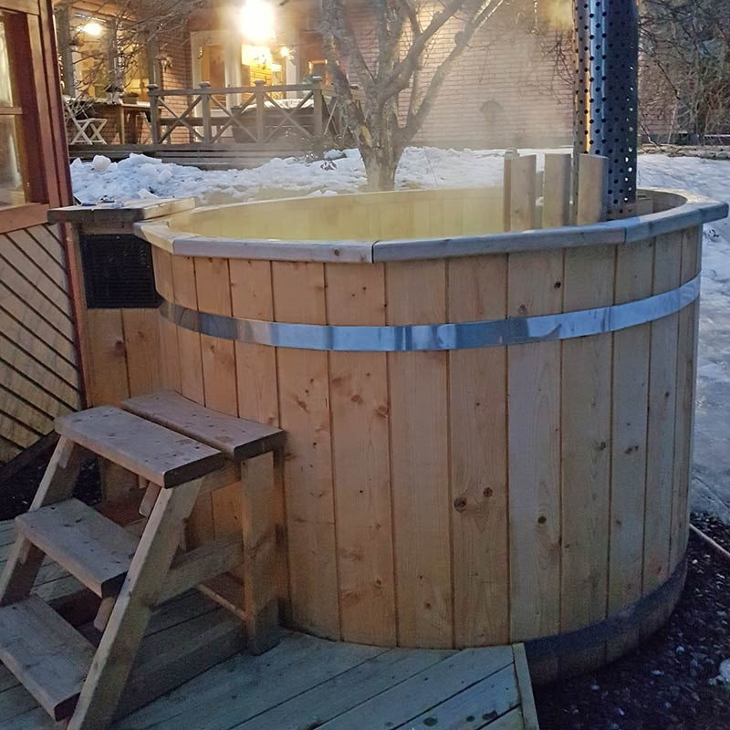 Circular Wooden Inside Stove Hot Tub 3 - 10 Person | Inside Wood fired Heater | Size Customisable