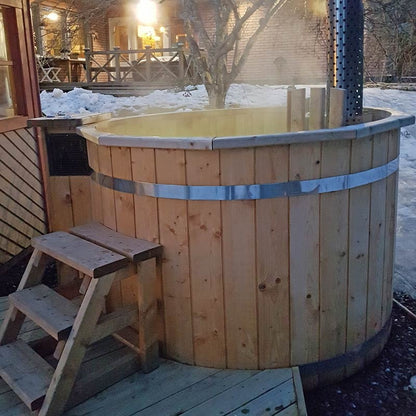 Circular Wooden Inside Stove Hot Tub 3 - 10 Person | Inside Wood fired Heater | Size Customisable