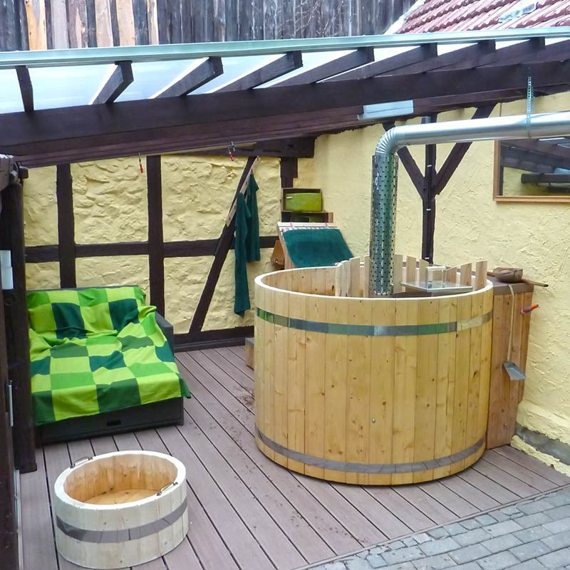 Circular Wooden Inside Stove Hot Tub 3 - 10 Person | Inside Wood fired Heater | Size Customisable