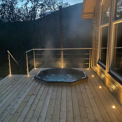 Octa Hot Tub Fibreglass Liner | Built in, Decking Hot Tub 6 Person | Wood Fired Heating, Stove
