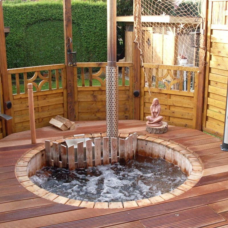 Circular Wooden Inside Stove Hot Tub 3 - 10 Person | Inside Wood fired Heater | Size Customisable