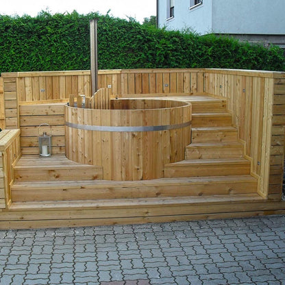 Circular Wooden Inside Stove Hot Tub 3 - 10 Person | Inside Wood fired Heater | Size Customisable