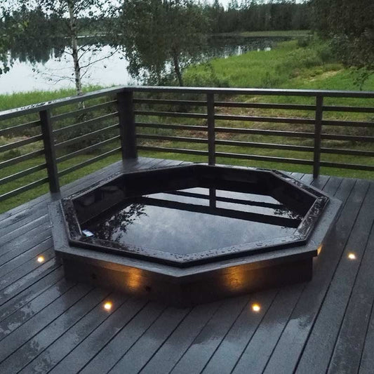 Octa Hot Tub Fibreglass Liner | Built in, Decking Hot Tub 6 Person | Wood Fired Heating, Stove