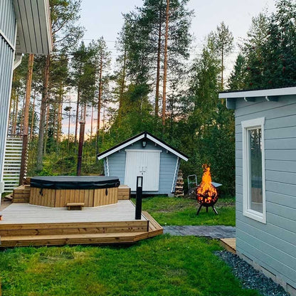 Octa Hot Tub Fibreglass Liner | Built in, Decking Hot Tub 6 Person | Wood Fired Heating, Stove