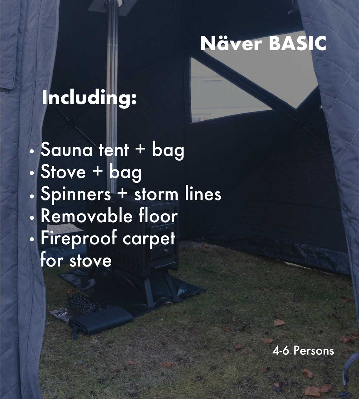 Bast Näver Basic Portable Sauna Tent | 4–6 Person Pop-Up Outdoor Sauna with Wood Stove