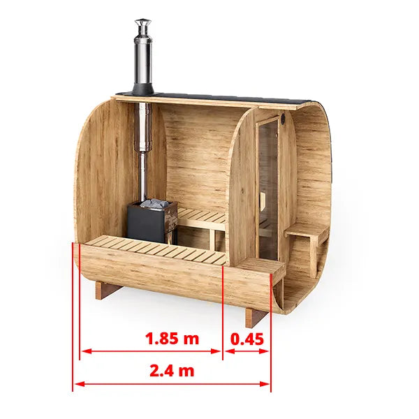Baltresto 3-4 Person Cube Barrel Sauna With Outside Seats 2.4m
