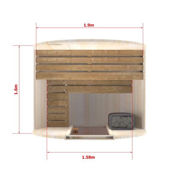 Compact Outdoor Barrel Sauna 2 - 3 Person 1.6m