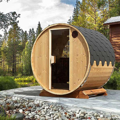Complete Compact Outdoor Barrel Sauna 2 - 3 Person 1.6m