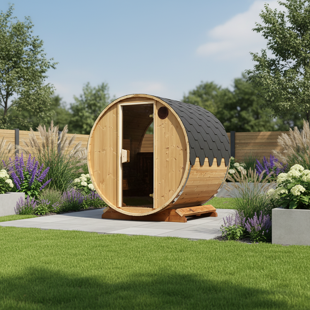 Compact Outdoor Barrel Sauna 2 - 3 Person 1.6m