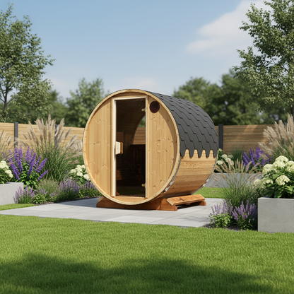 Compact Outdoor Barrel Sauna 2 - 3 Person 1.6m